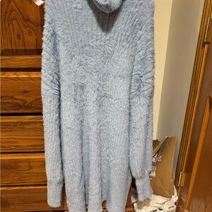 Blue fuzzy sweater dress